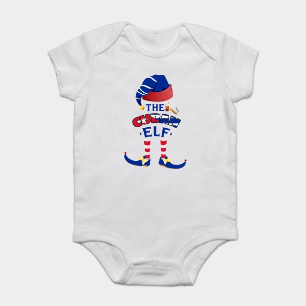 The Cuban Elf Cuban Flag Drink & Cigar Baby Bodysuit by creative
